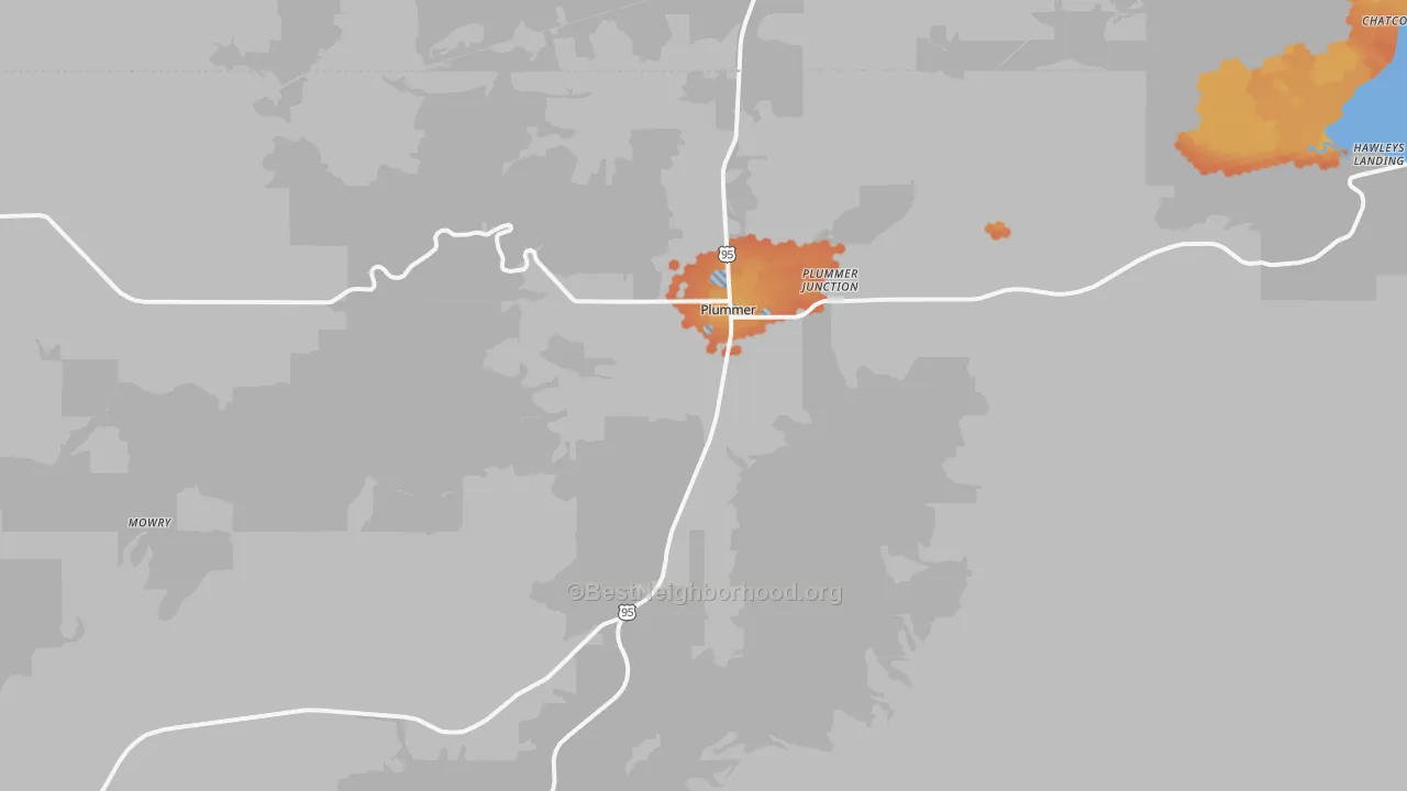 Bike Grade map of 83851, ID