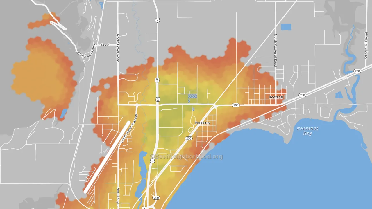 Bike Grade map of 83852, ID
