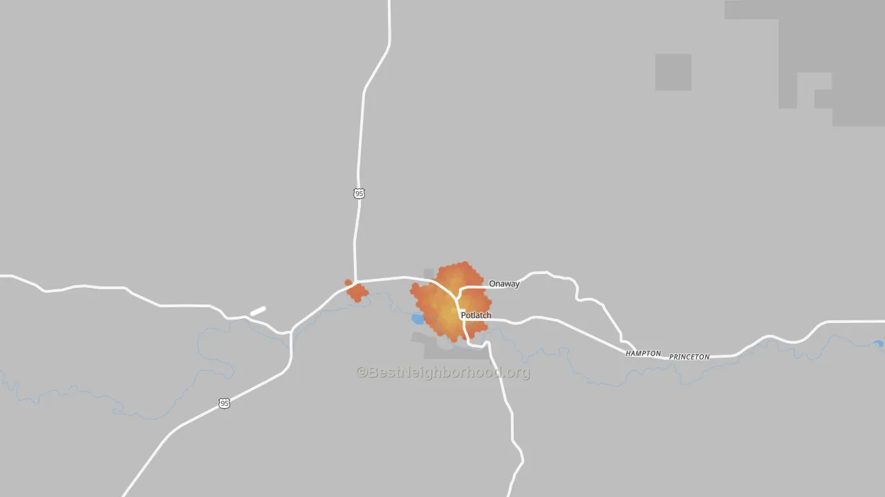Bike Grade map of 83855, ID