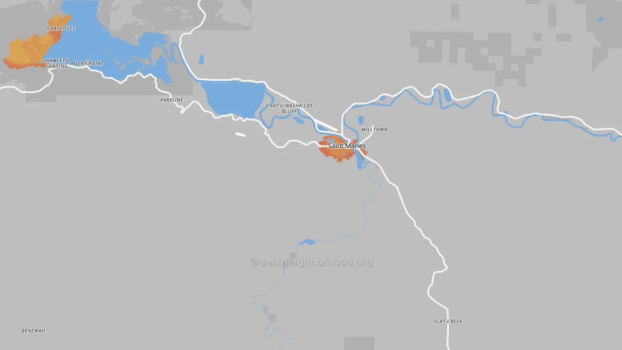 Bike Grade map of 83861, ID