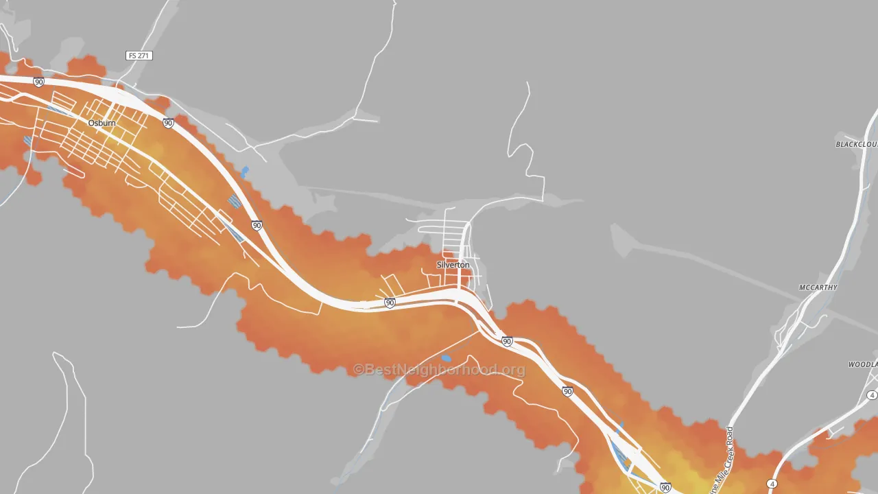 Bike Grade map of 83867, ID