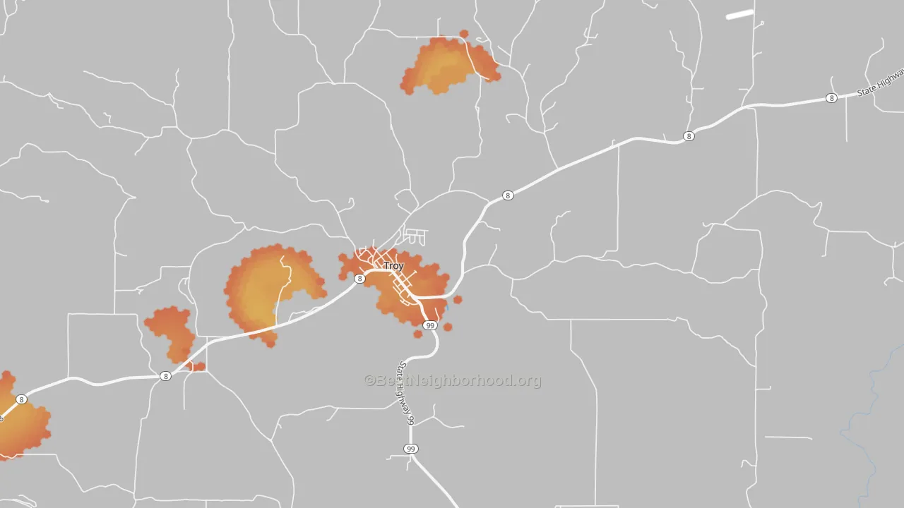 Bike Grade map of 83871, ID