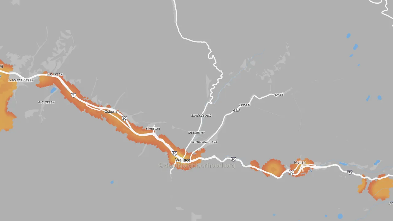 Bike Grade map of 83873, ID