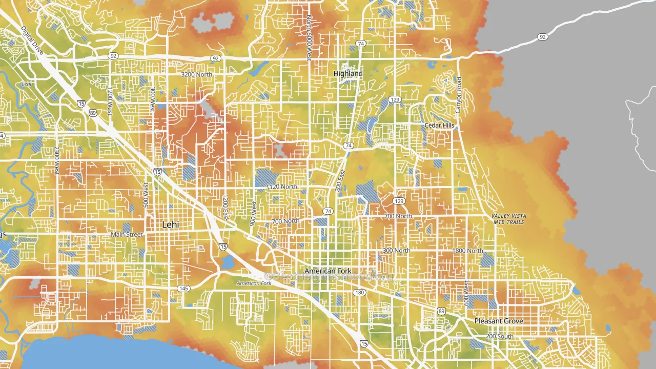 Bike Grade map of 84003, UT