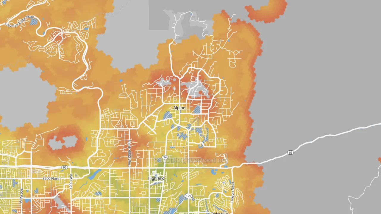 Bike Grade map of 84004, UT
