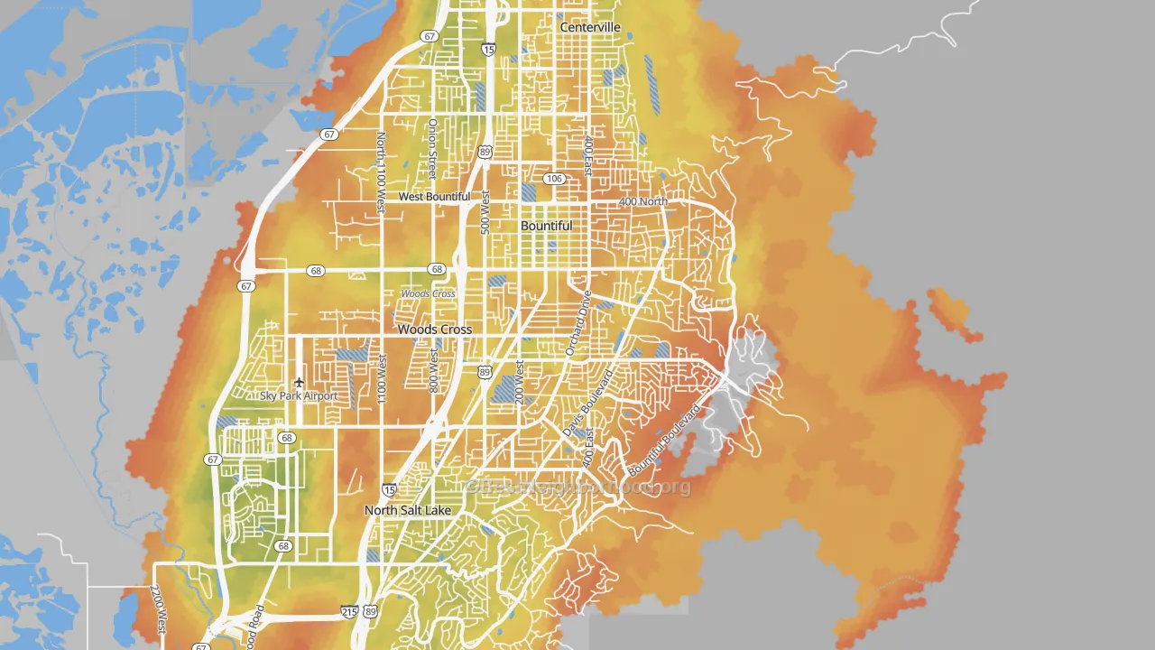 Bike Grade map of 84010, UT