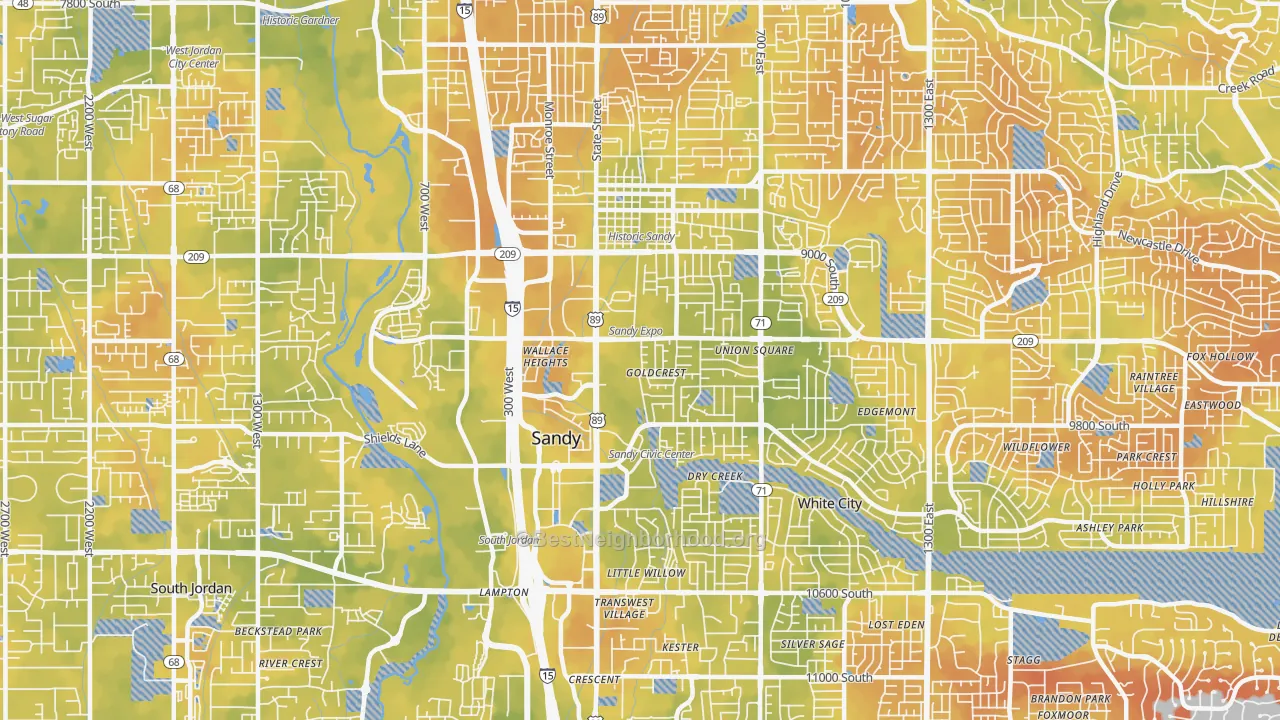 Bike Grade map of 84070, UT