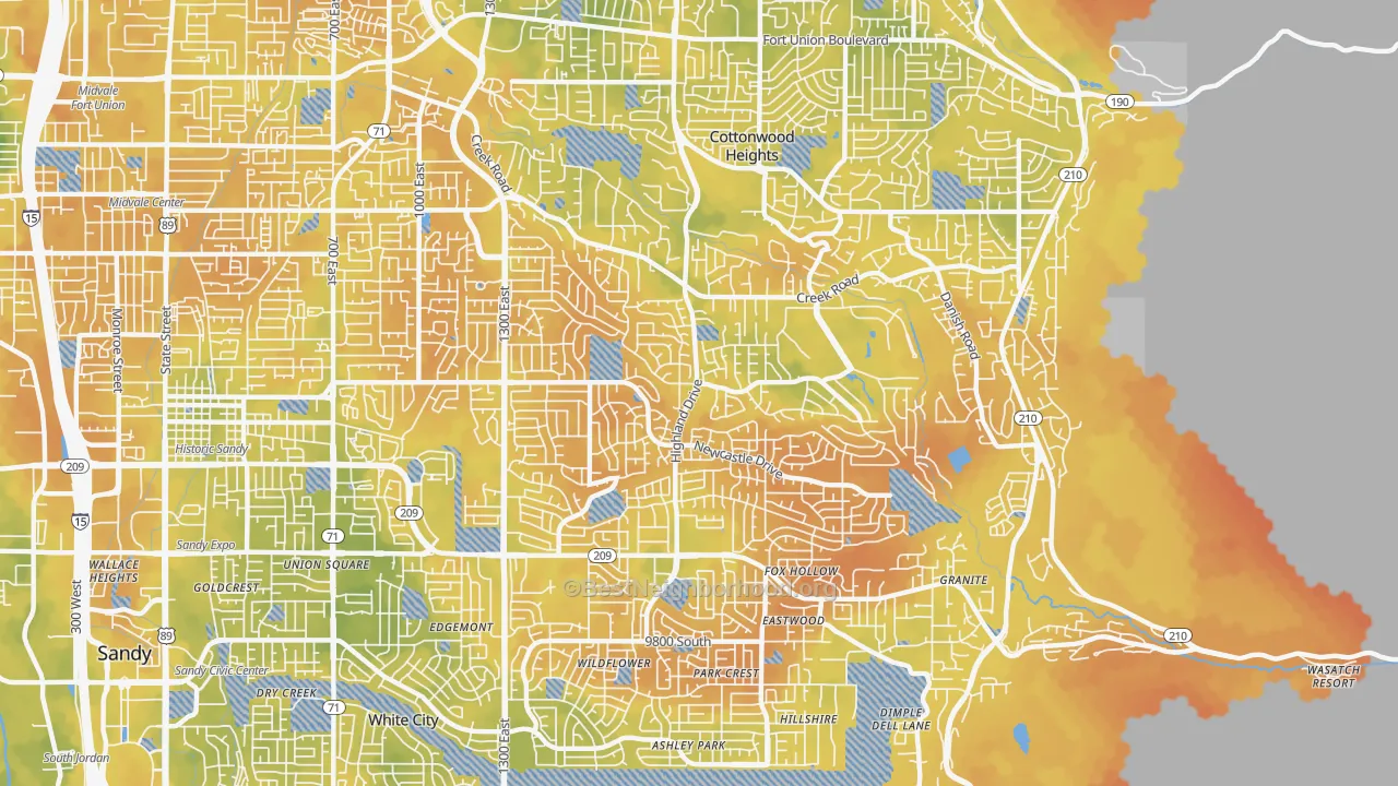 Bike Grade map of 84093, UT