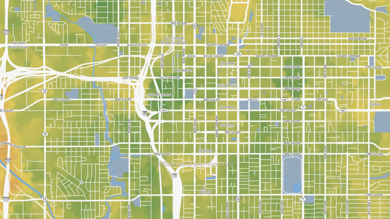 Bike Grade map of 84101, UT