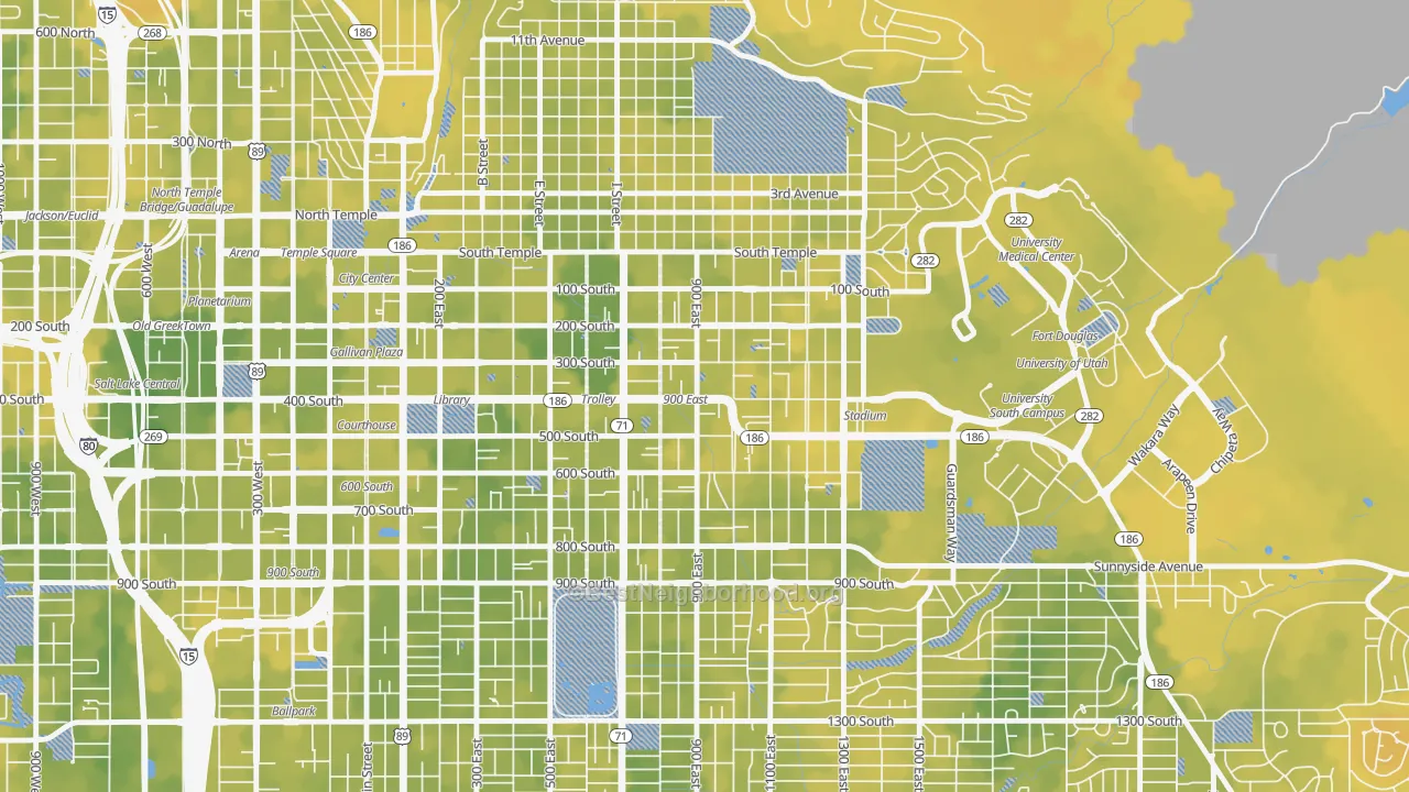Bike Grade map of 84102, UT