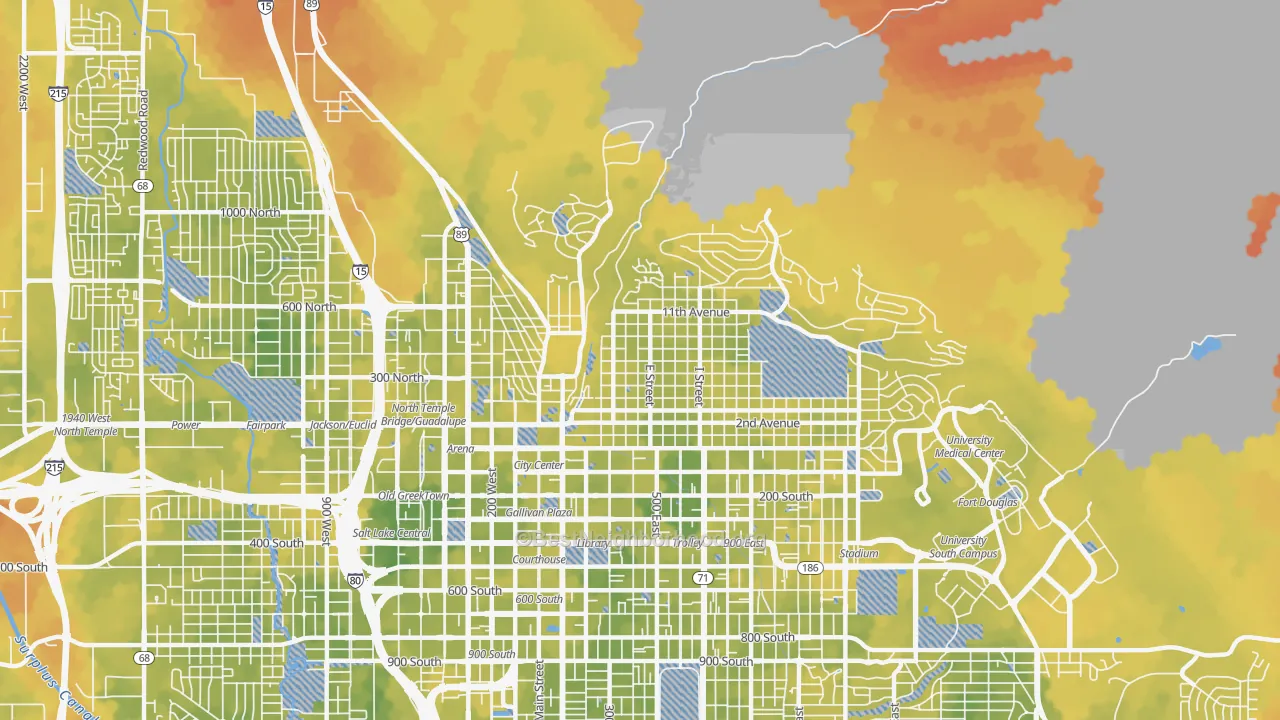 Bike Grade map of 84103, UT