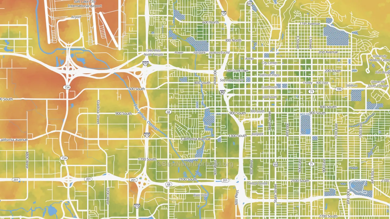 Bike Grade map of 84104, UT