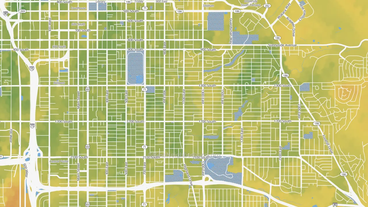 Bike Grade map of 84105, UT