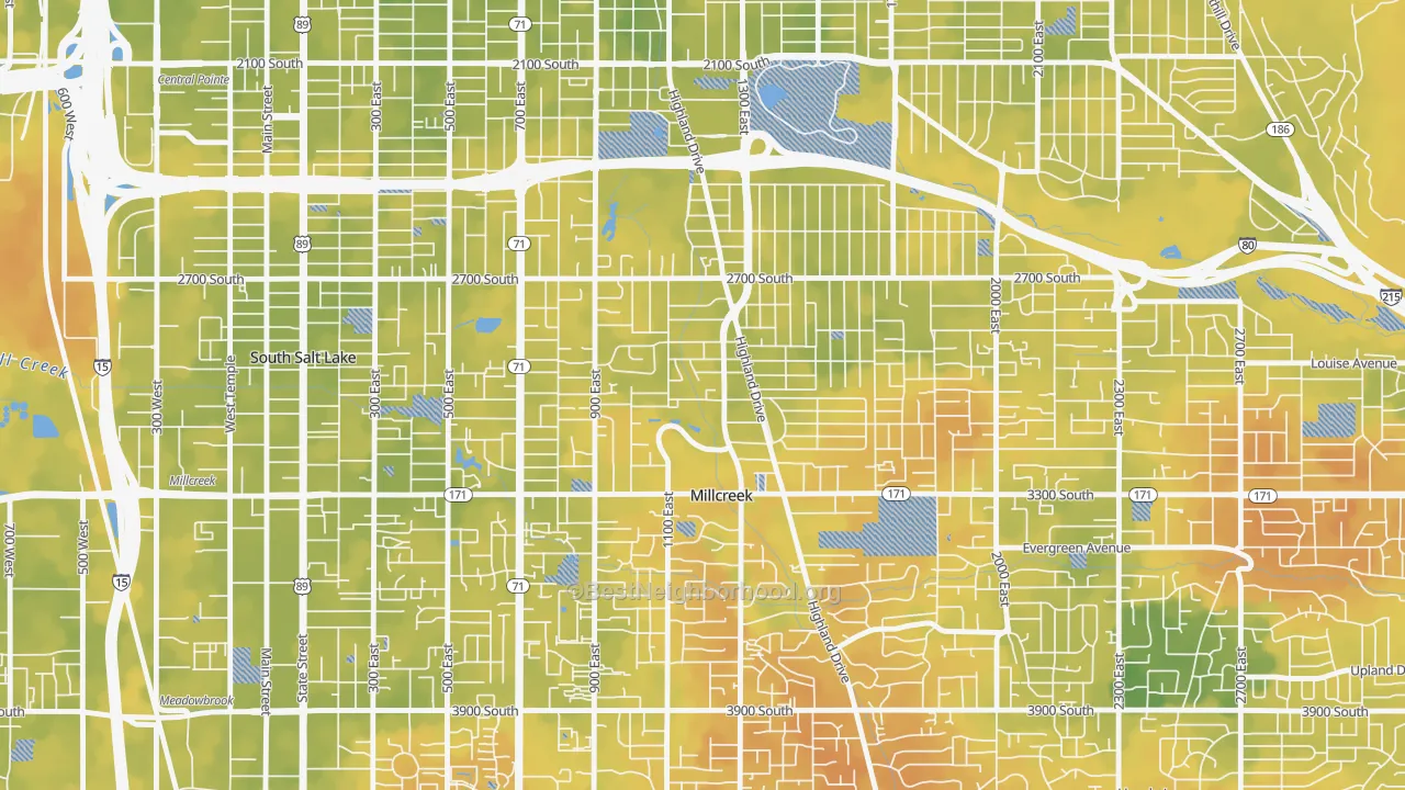 Bike Grade map of 84106, UT
