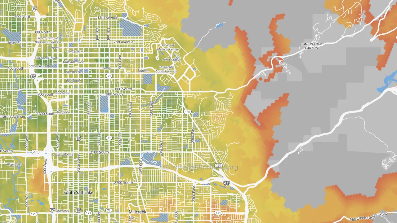 Bike Grade map of 84108, UT