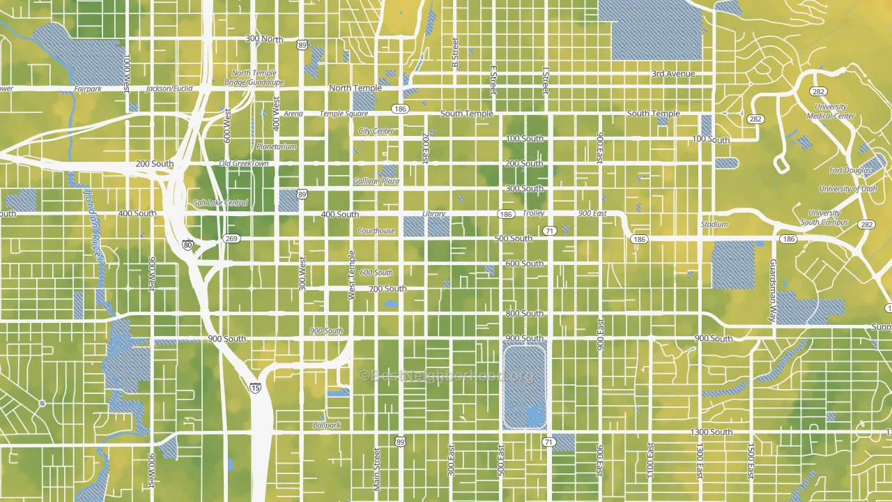 Bike Grade map of 84111, UT
