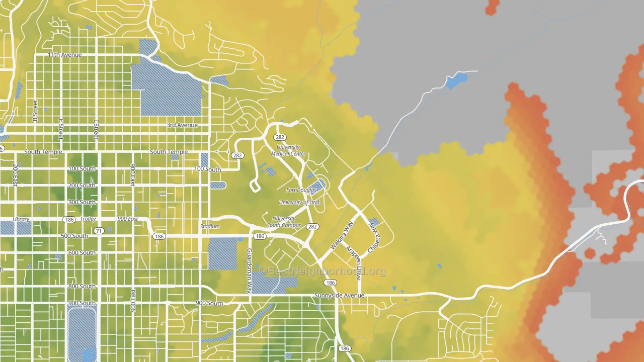 Bike Grade map of 84112, UT