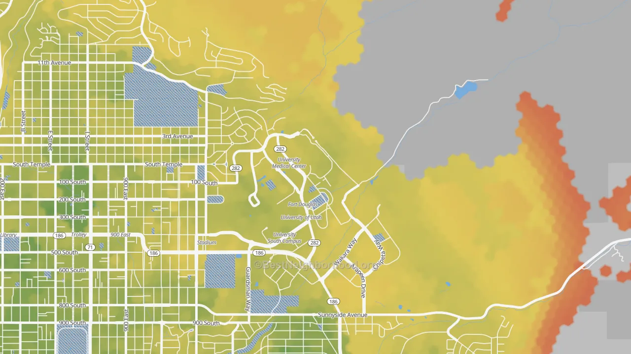 Bike Grade map of 84113, UT
