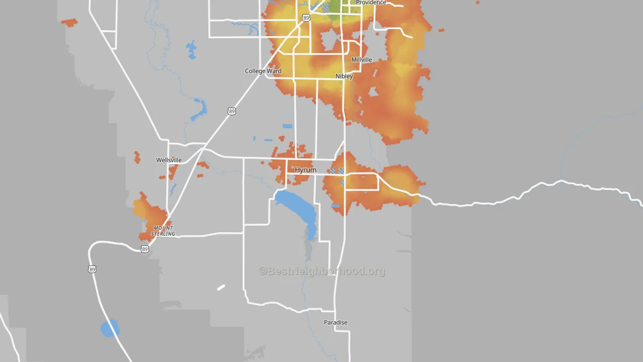 Bike Grade map of 84319, UT