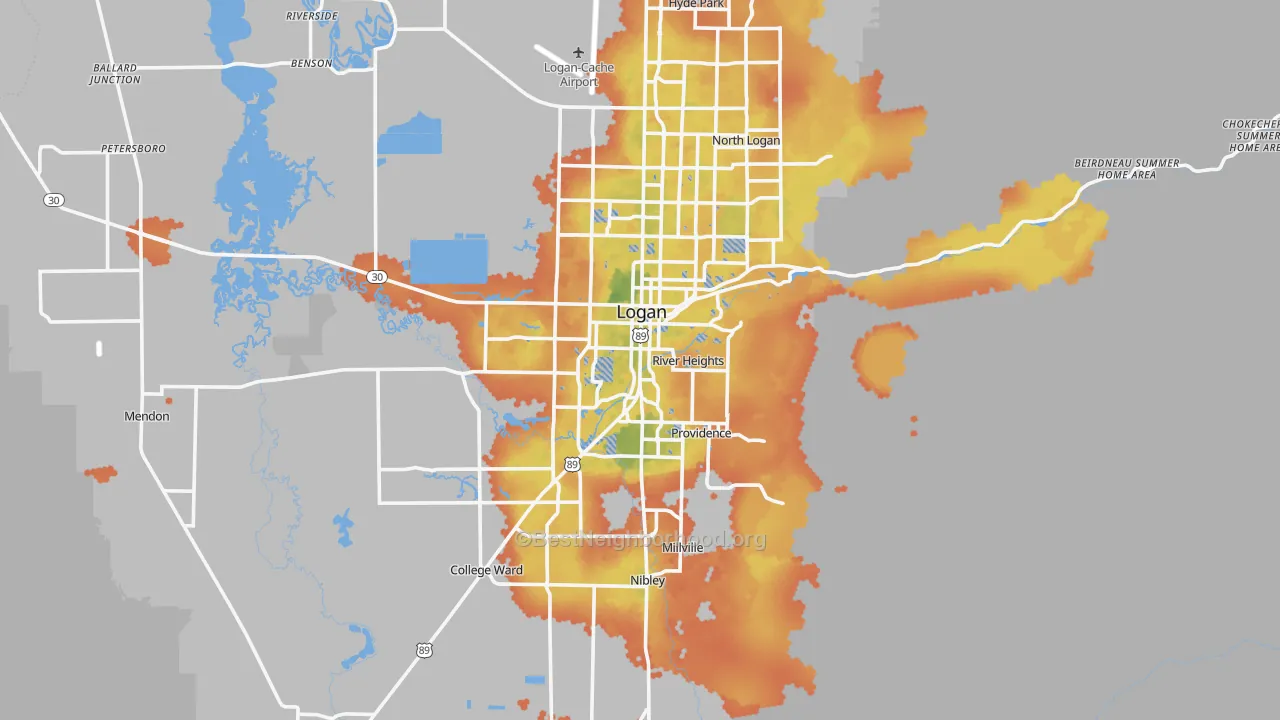 Bike Grade map of 84321, UT