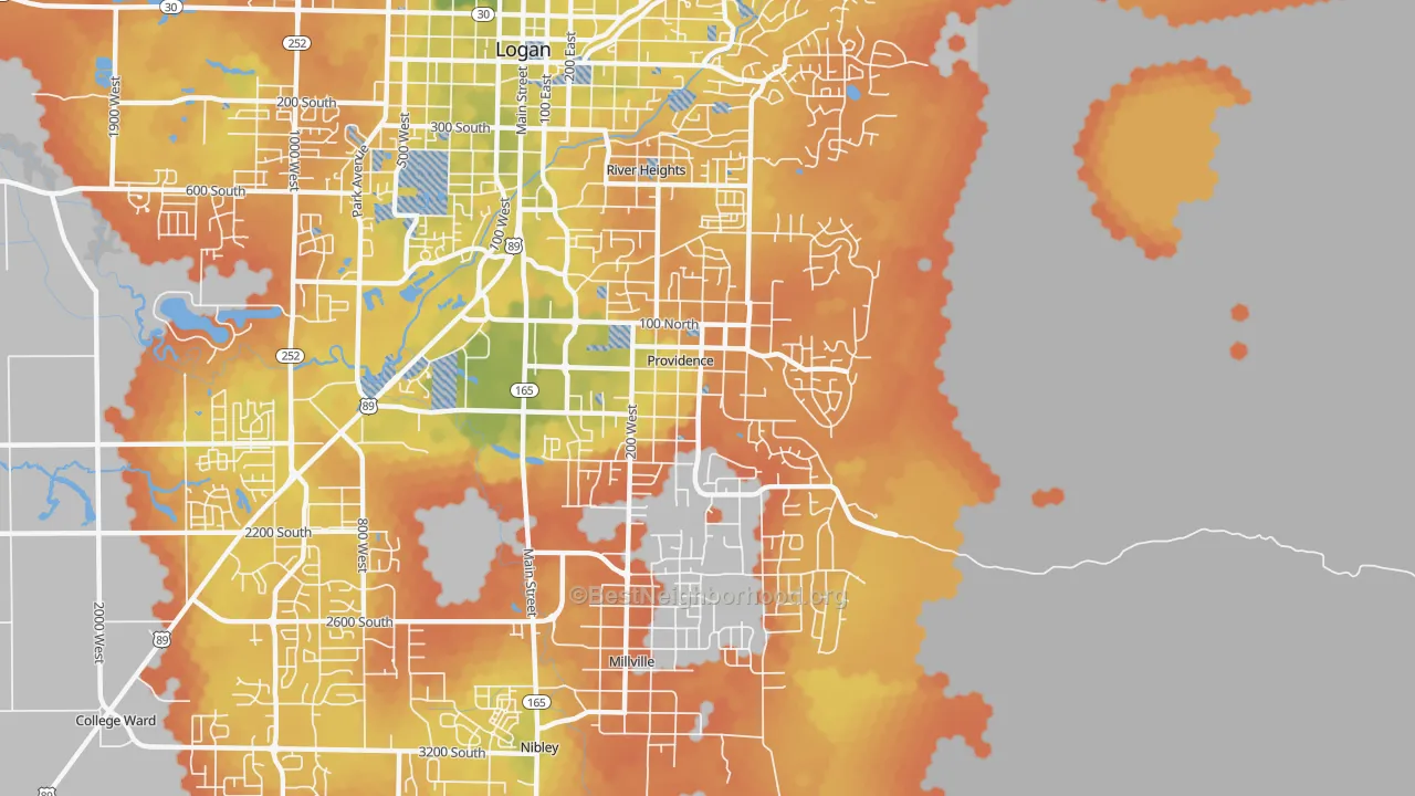 Bike Grade map of 84332, UT