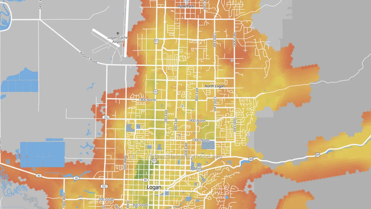 Bike Grade map of 84341, UT