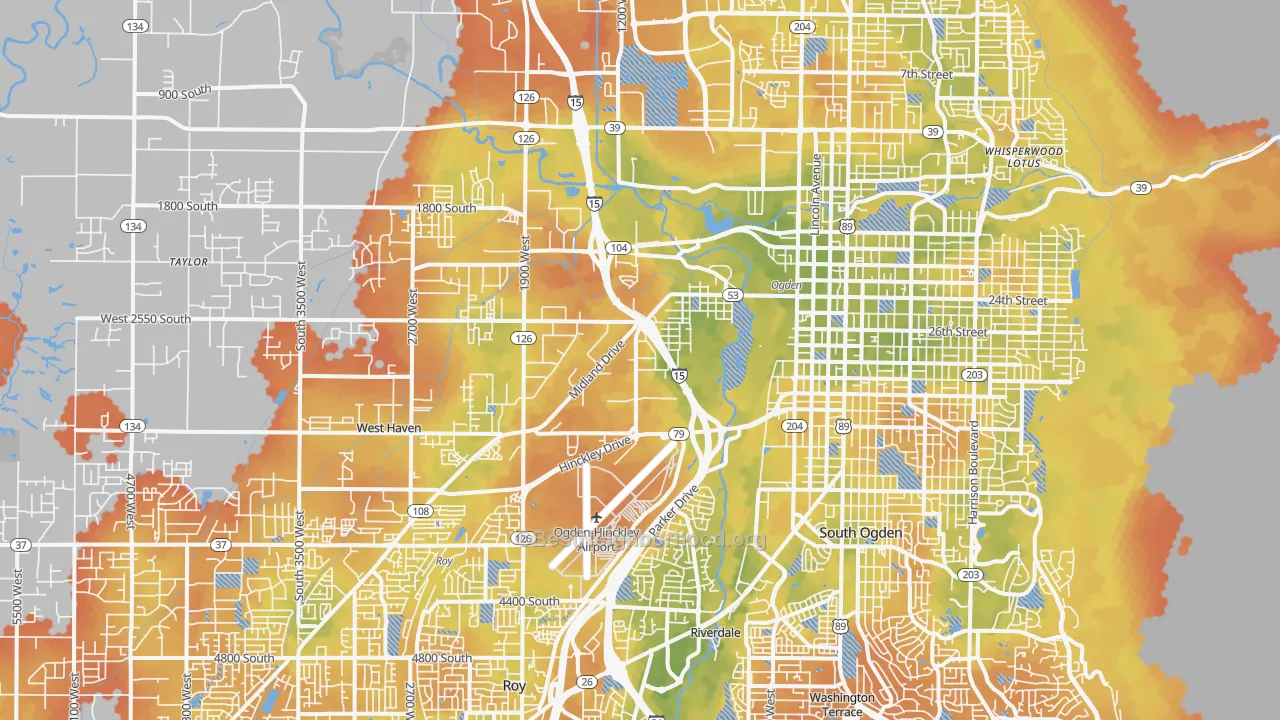 Bike Grade map of 84401, UT