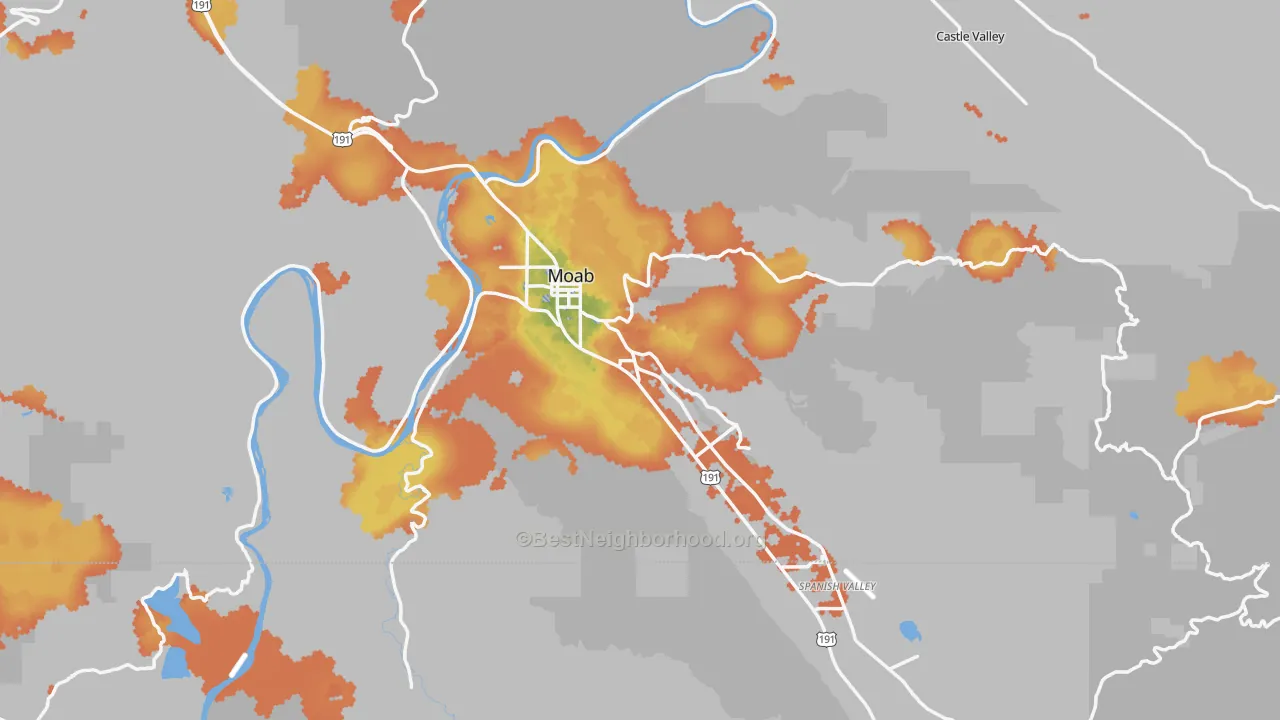 Bike Grade map of 84532, UT