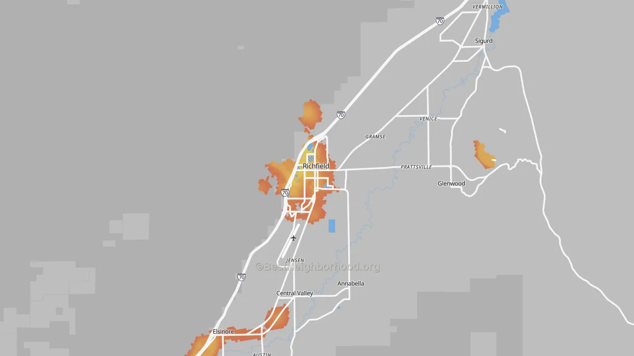 Bike Grade map of 84701, UT