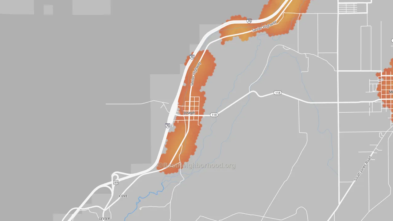 Bike Grade map of 84739, UT