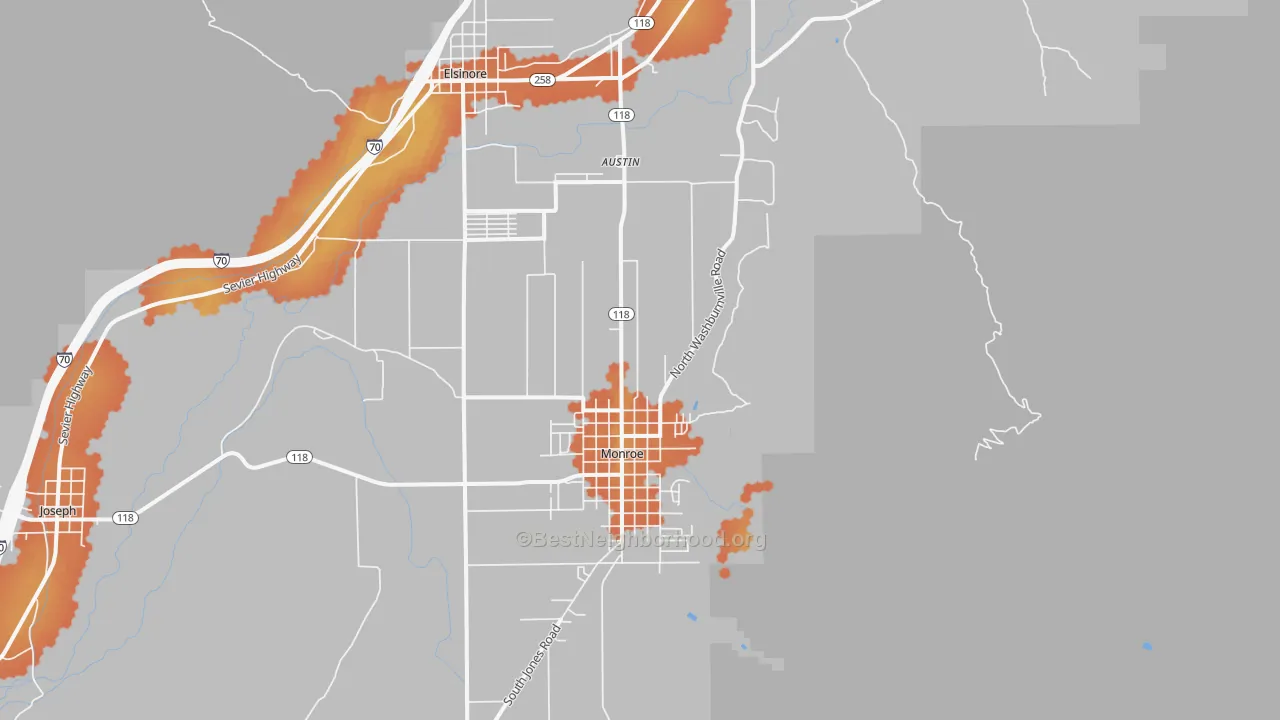 Bike Grade map of 84754, UT