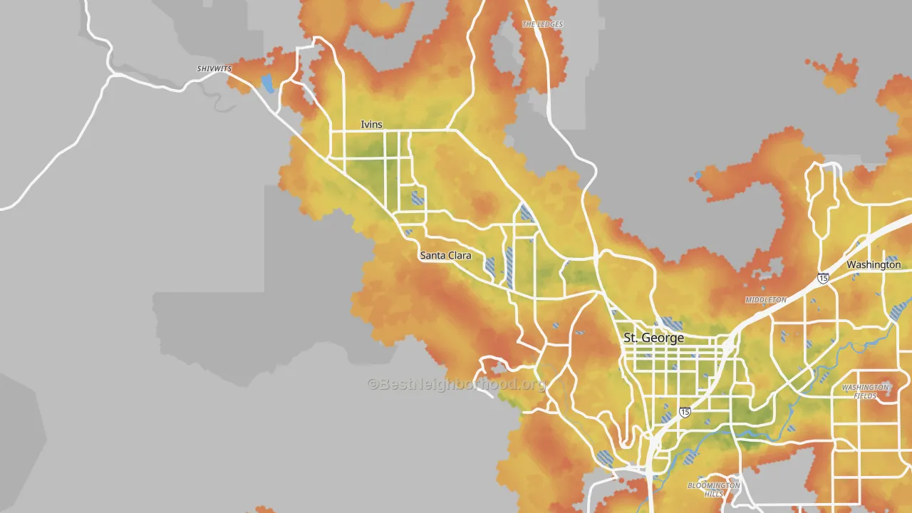 Bike Grade map of 84765, UT