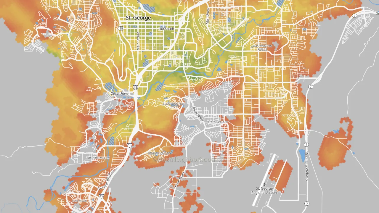 Bike Grade map of 84790, UT
