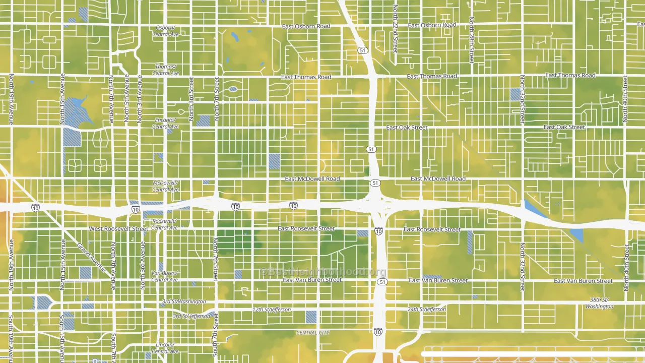 Bike Grade map of 85006, AZ
