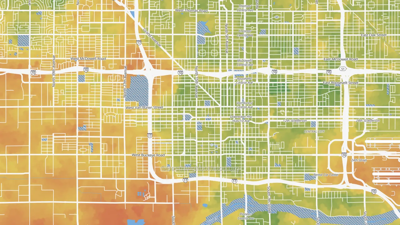 Bike Grade map of 85007, AZ