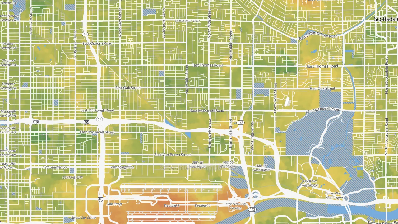 Bike Grade map of 85008, AZ