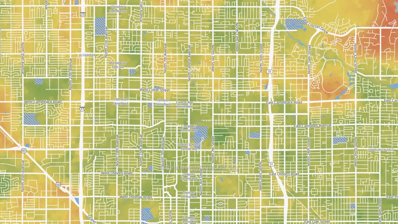 Bike Grade map of 85012, AZ
