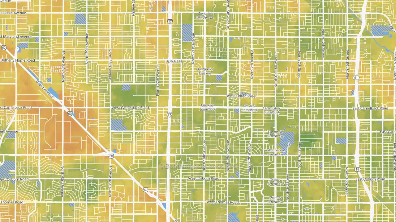 Bike Grade map of 85015, AZ