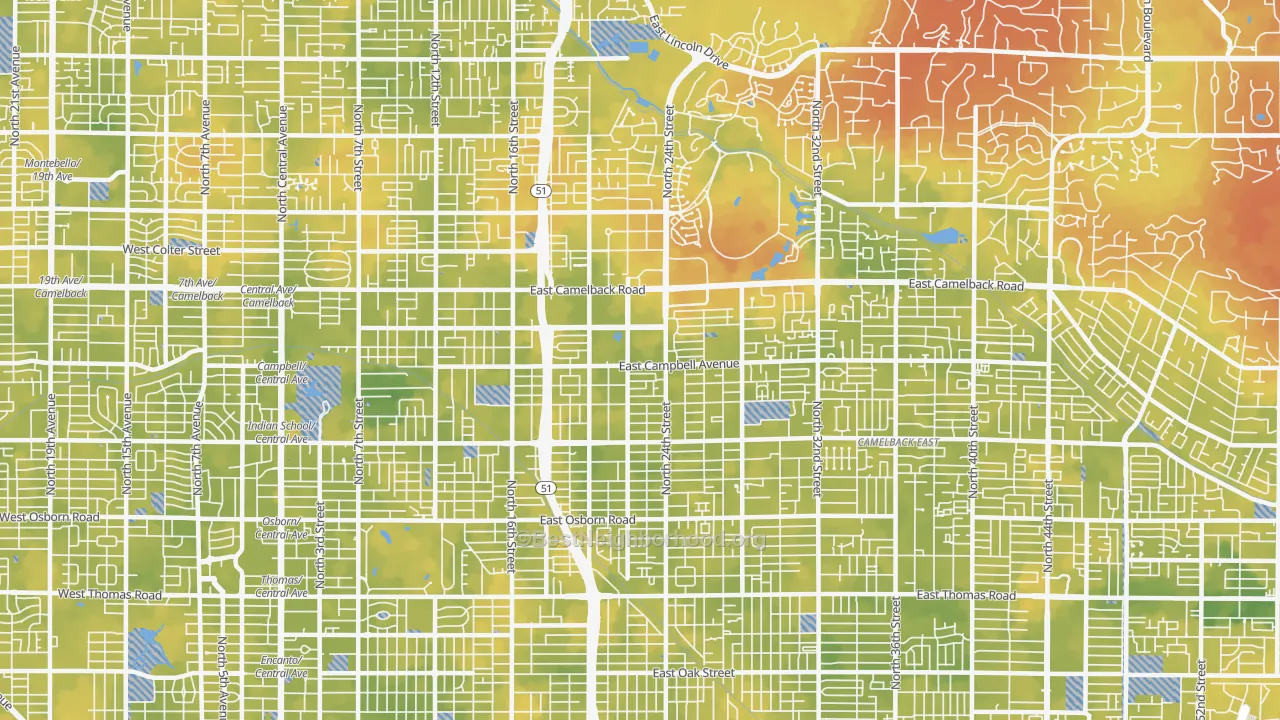 Bike Grade map of 85016, AZ