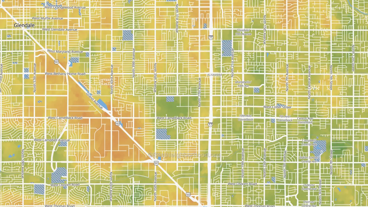 Bike Grade map of 85017, AZ