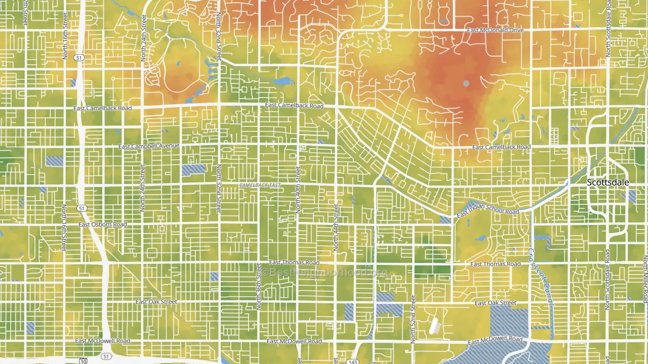 Bike Grade map of 85018, AZ