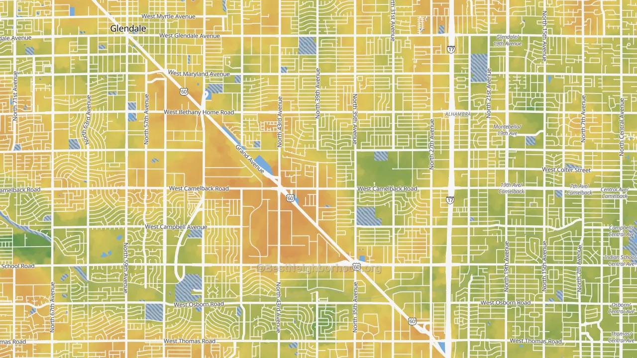 Bike Grade map of 85019, AZ