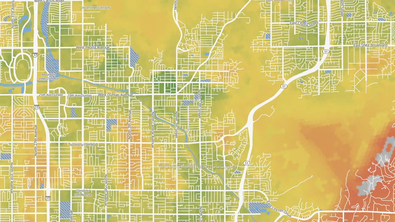 Bike Grade map of 85020, AZ