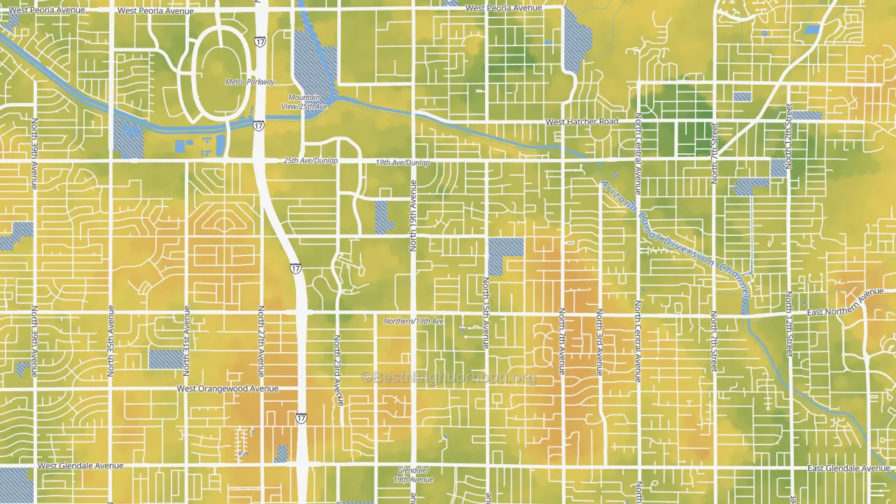 Bike Grade map of 85021, AZ