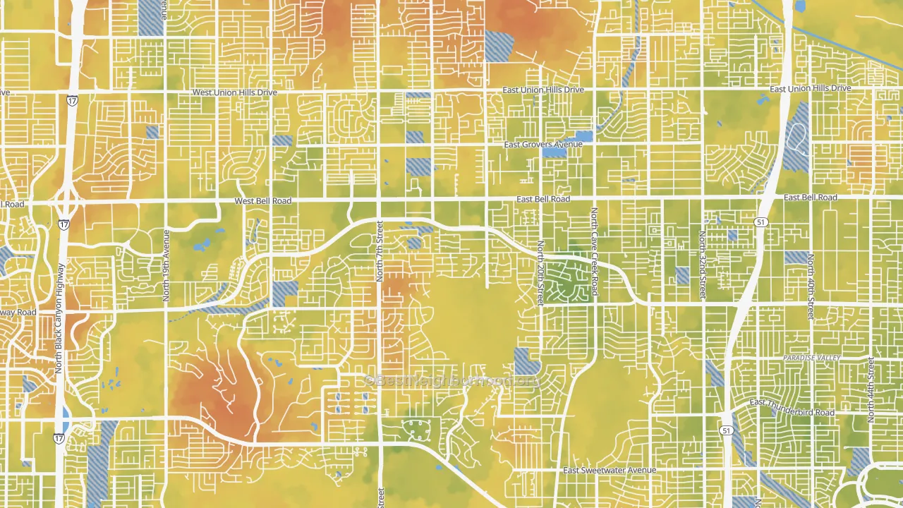 Bike Grade map of 85022, AZ