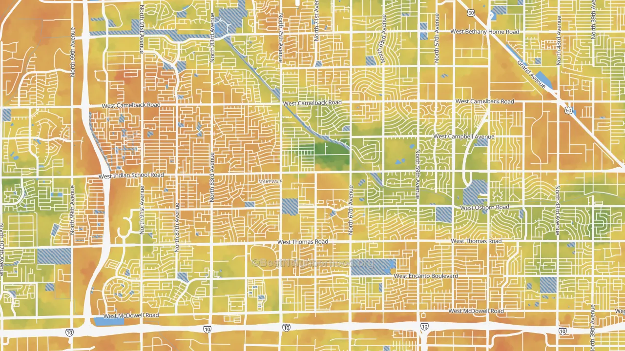Bike Grade map of 85033, AZ