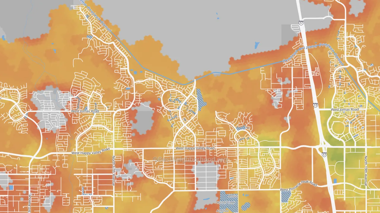 Bike Grade map of 85083, AZ
