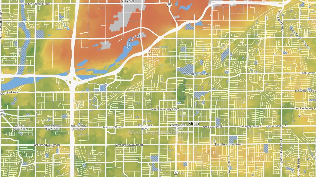 Bike Grade map of 85201, AZ