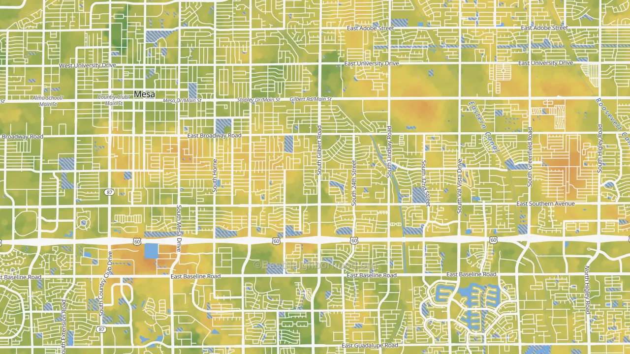 Bike Grade map of 85204, AZ
