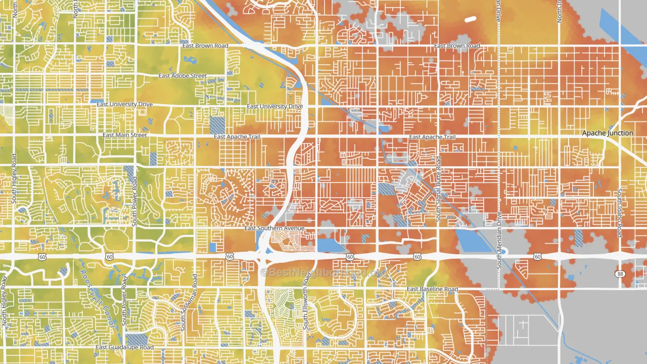 Bike Grade map of 85208, AZ